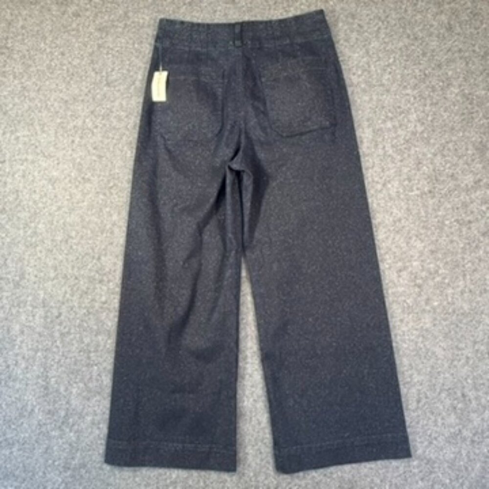 Maeve Anthropologie Womens Dark Colette Sparkle Wide Leg Crop Jeans 29 Boho NWT - Picture 2 of 14
